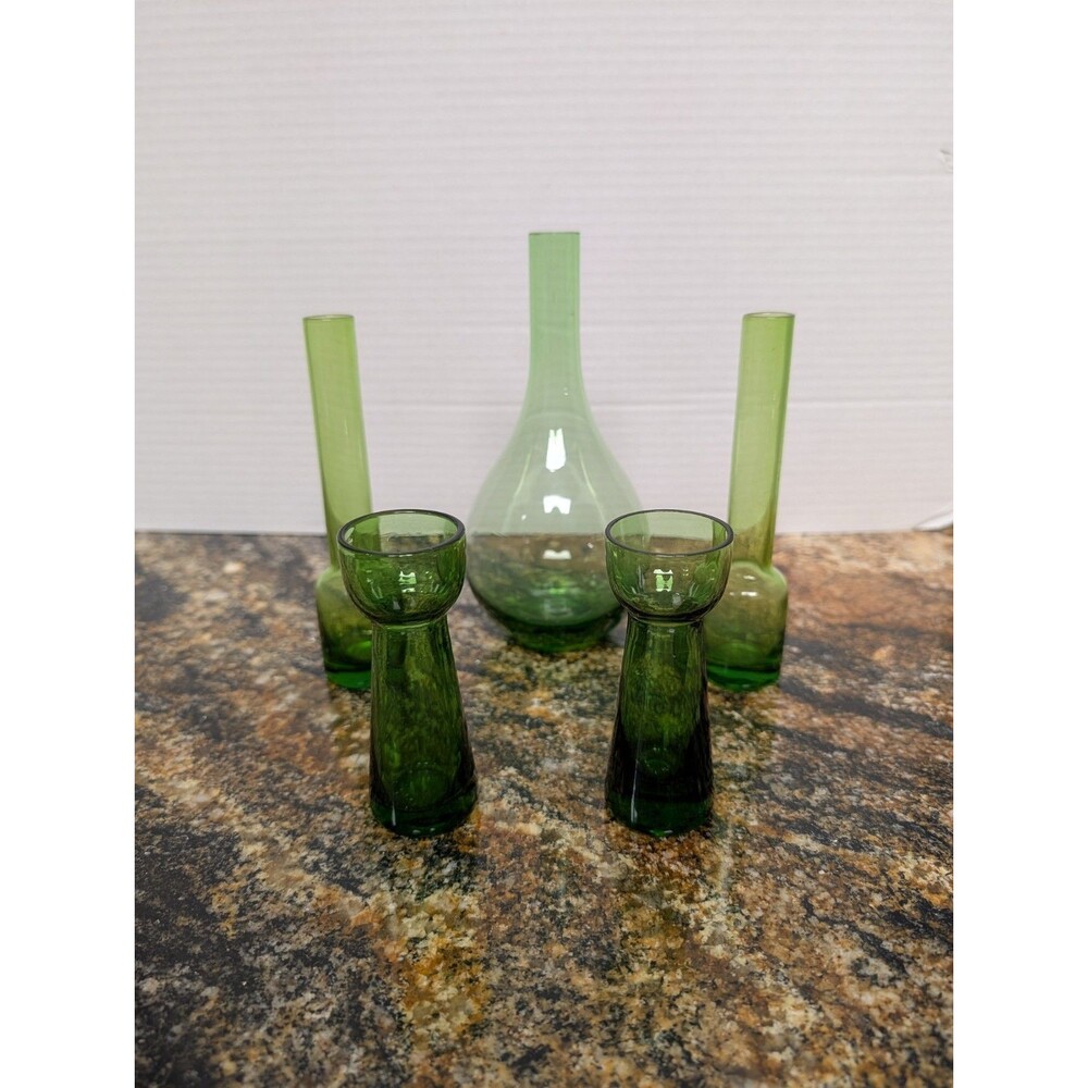 Small Green Vintage Vases Set